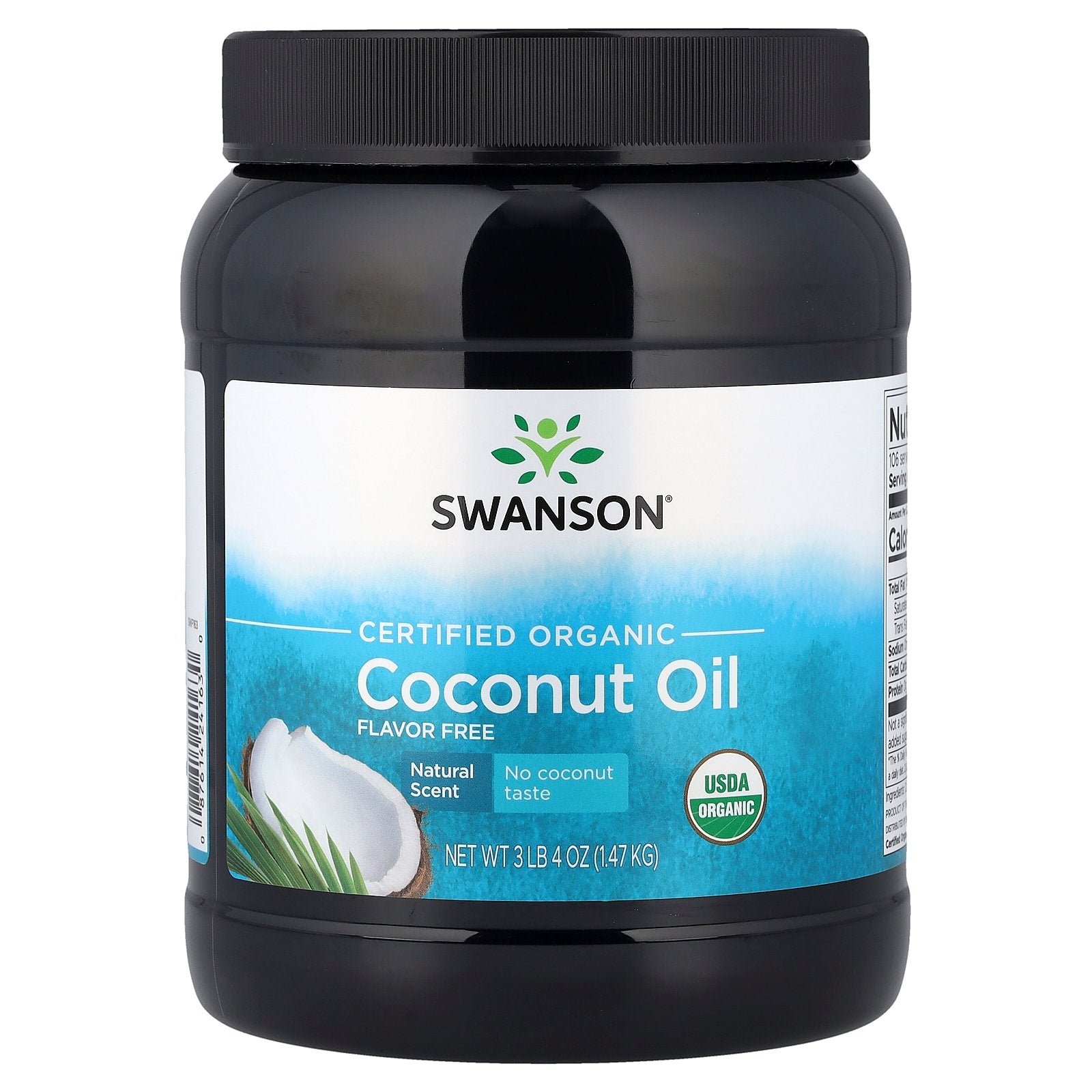 Swanson, Certified Organic Coconut Oil, Flavor Free, 3 lb 4 oz (1.47 kg)