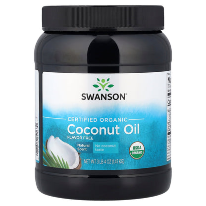 Swanson, Certified Organic Coconut Oil, Flavor Free, 3 lb 4 oz (1.47 kg)