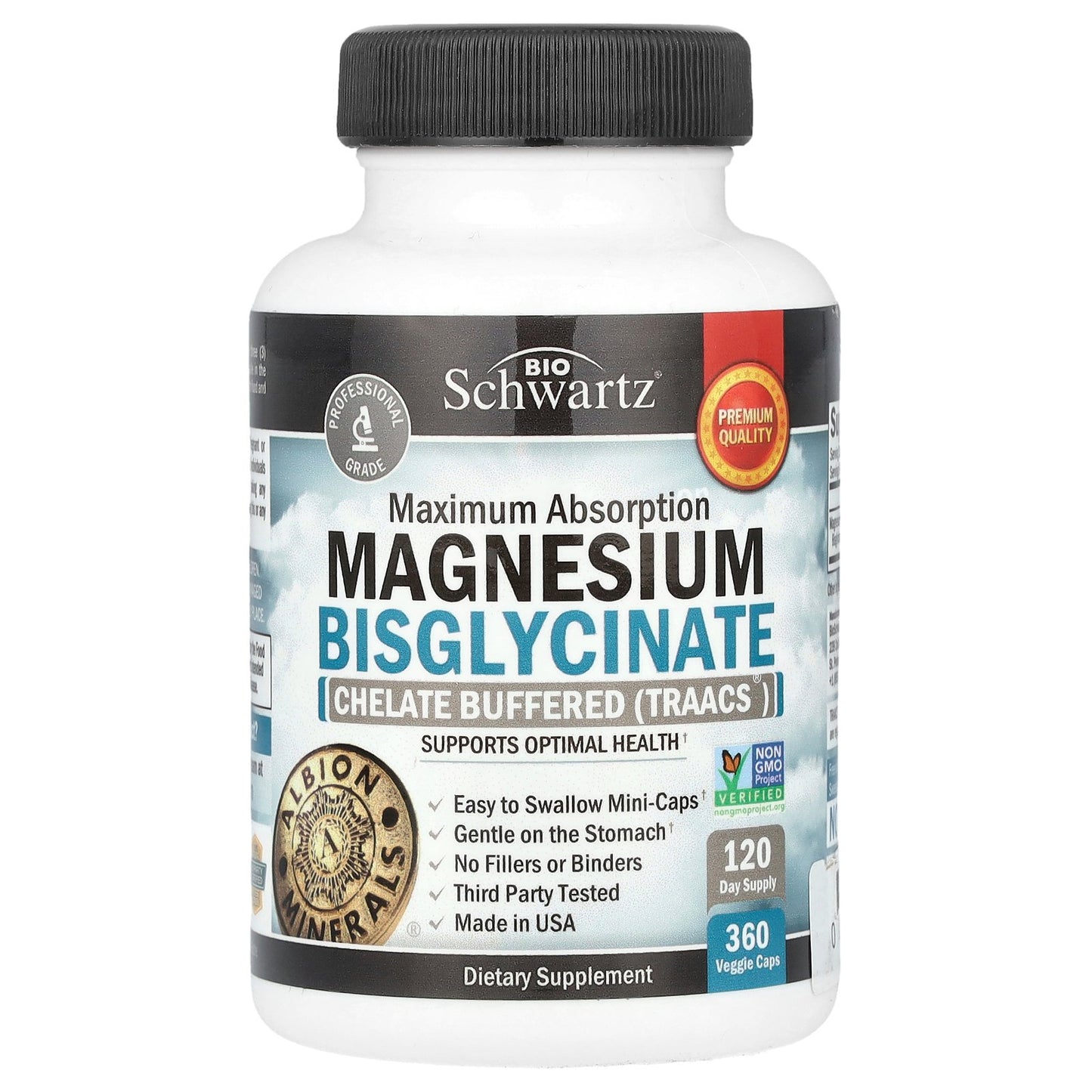 BioSchwartz, Maximum Absorption Magnesium Bisglycinate, 72 mg, 360 Veggie Caps (24 mg per Cap)