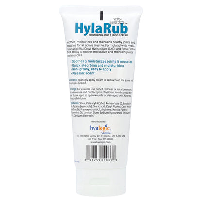 Hyalogic, HylaRub, Moisturizing Joint & Muscle Cream, 6 oz (168 g)