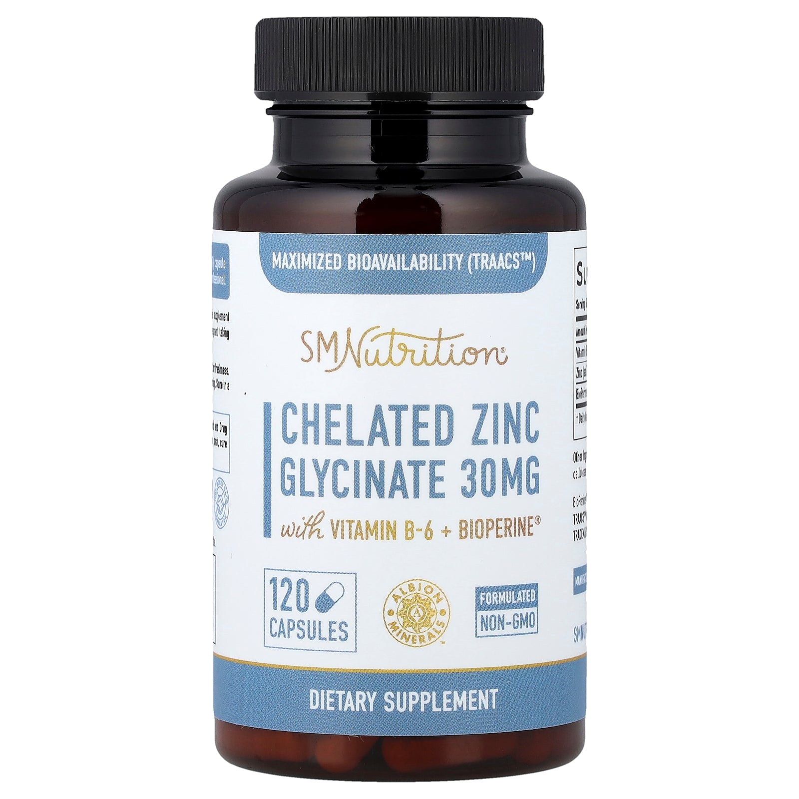 SMNutrition, Chelated Zinc Glycinate, 120 Capsules