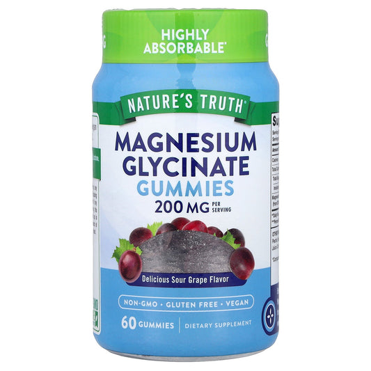 Nature's Truth, Magnesium Glycinate Gummies, Delicious Sour Grape, 60 Gummies