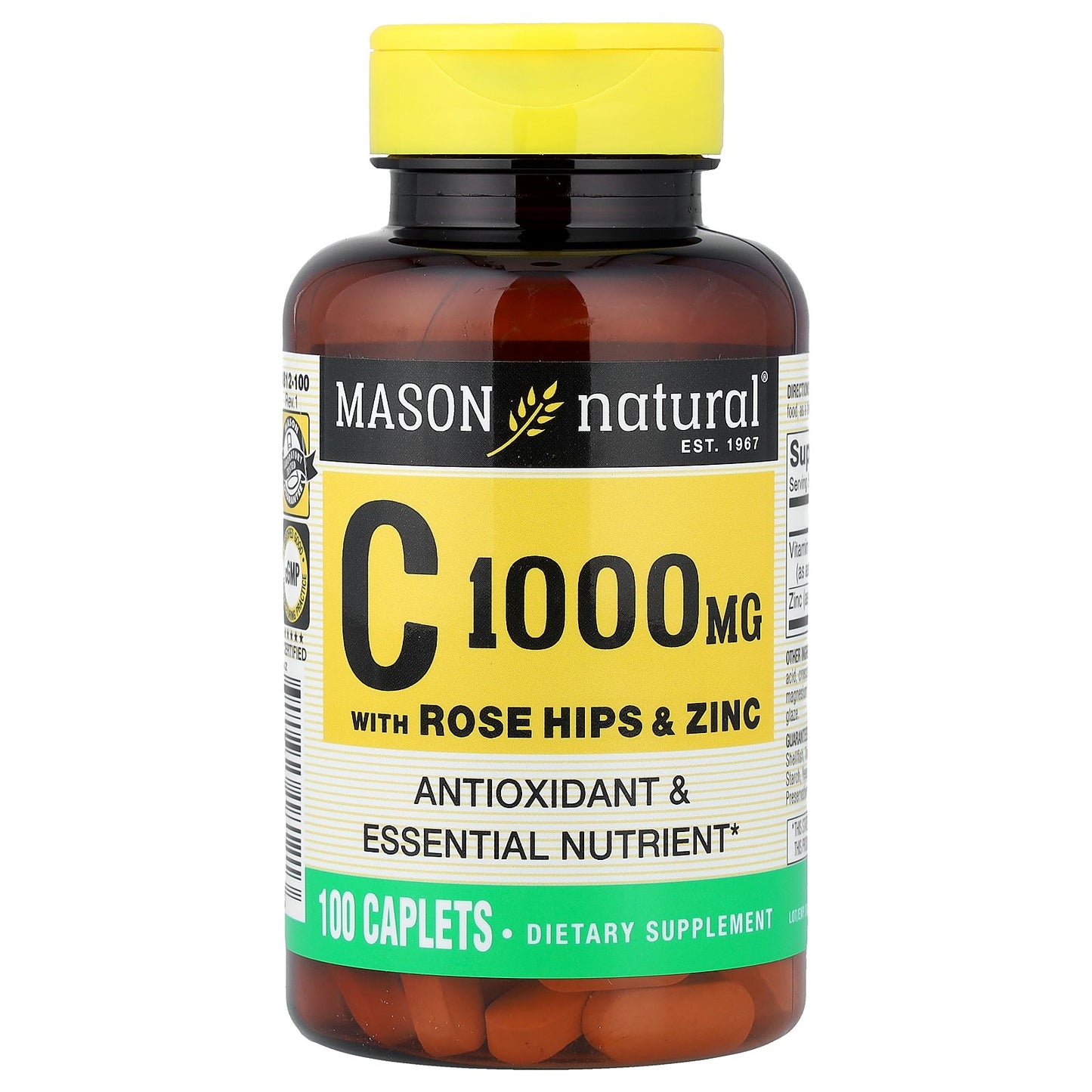 Mason Natural, Vitamin C with Rose Hips & Zinc, 100 Caplets