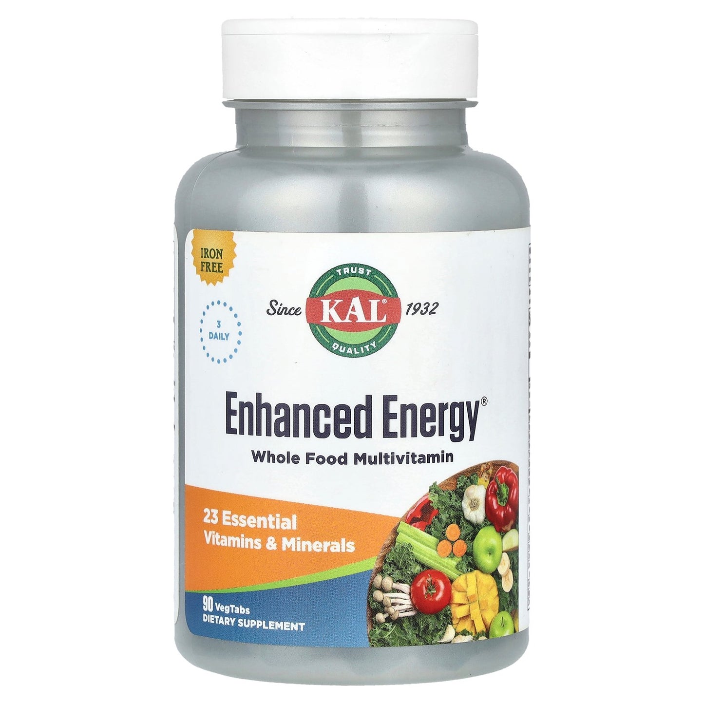 KAL, Enhanced Energy®, Whole Food Multivitamin, Iron Free, 90 VegTabs