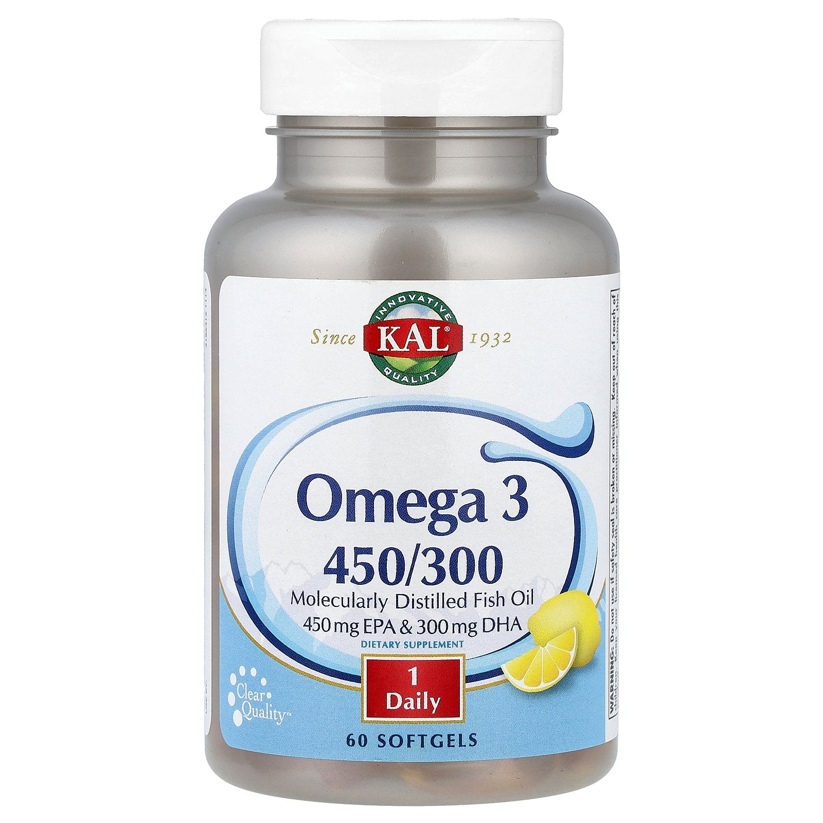 KAL, Omega 3 450/300, 60 Softgels (1,280 mg per Softgel)