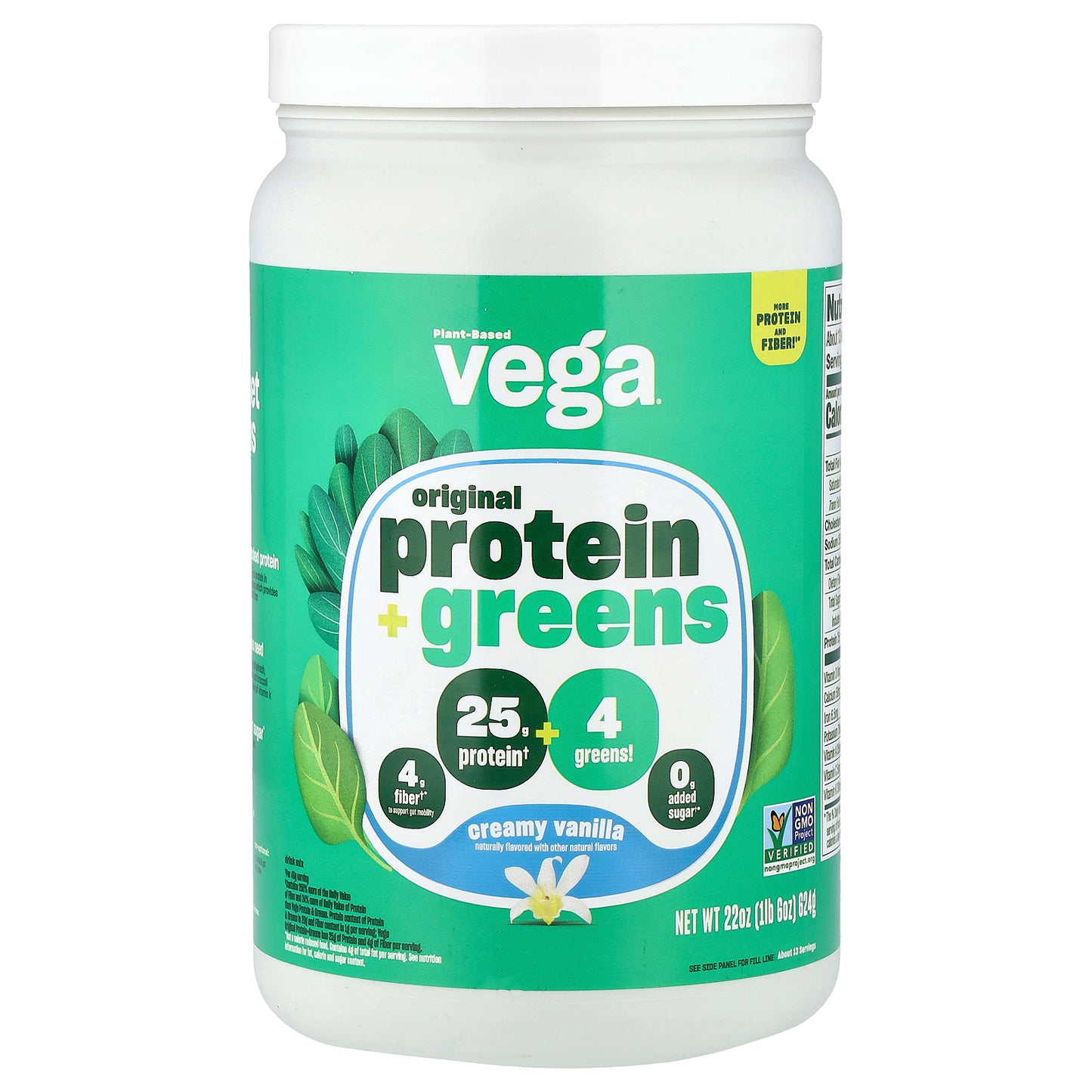 Vega, Plant-Based Protein + Greens, Creamy Vanilla, 1 lb 6 oz (624 g)