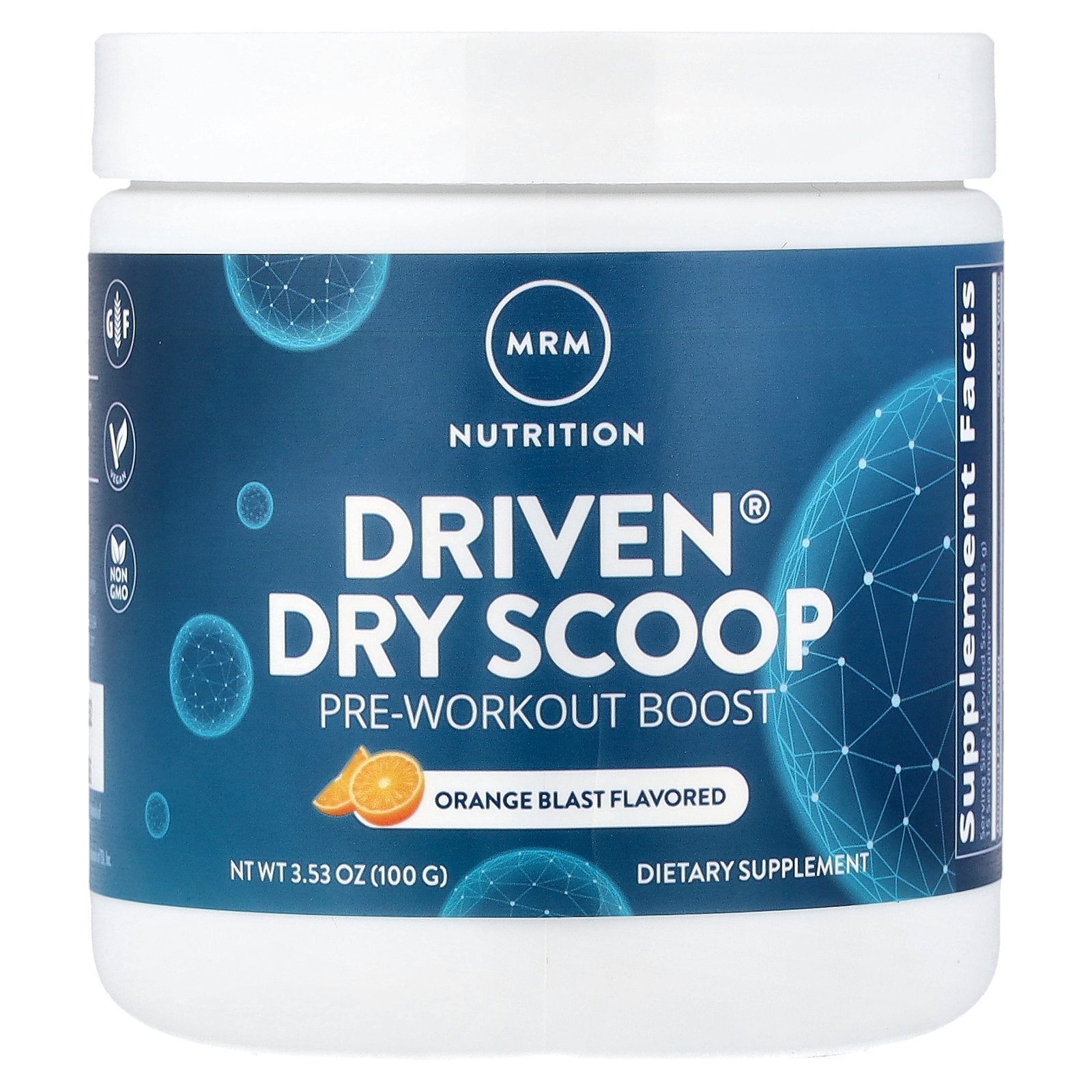 MRM Nutrition, Driven® Dry Scoop, Pre-Workout Boost, Orange Blast, 3.53 oz (100 g)