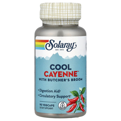 Solaray, Cool Cayenne™ With Butcher's Broom, 90 VegCaps