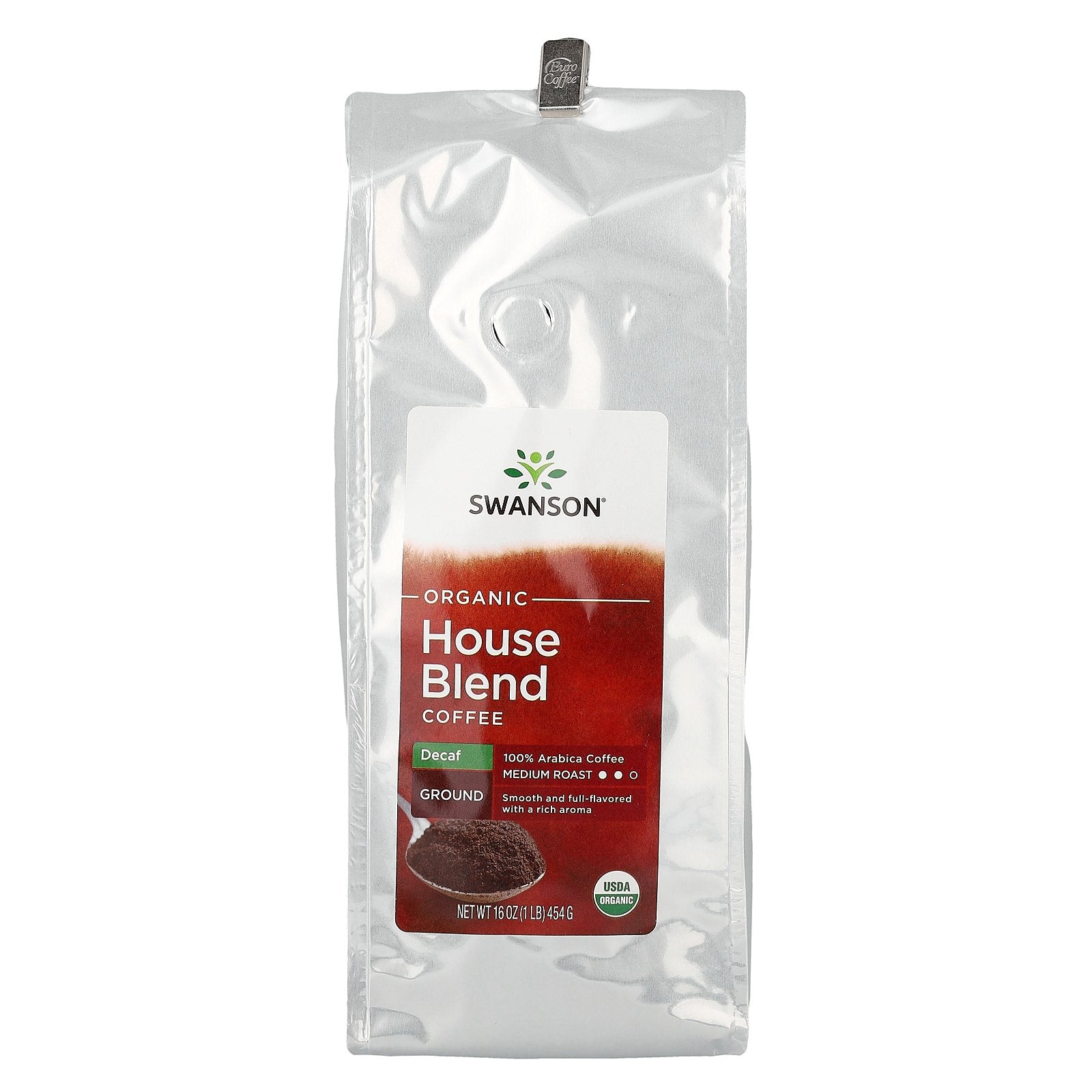 Swanson, Organic House Blend Coffee, Ground, Medium Roast, Decaf, 1 lb (454 g)