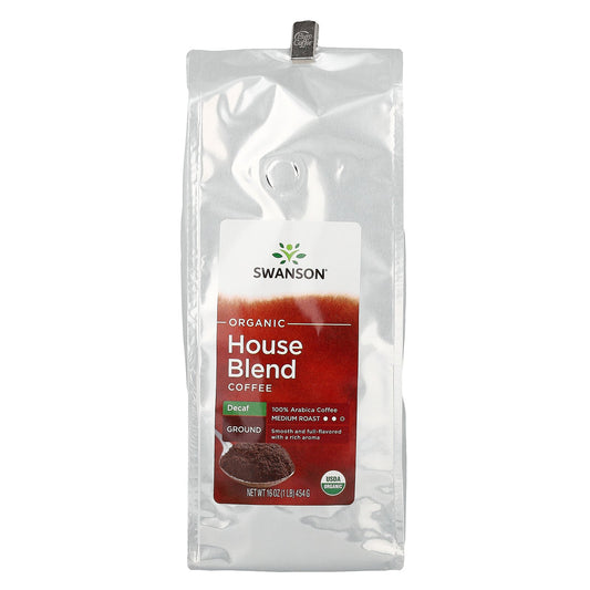 Swanson, Organic House Blend Coffee, Ground, Medium Roast, Decaf, 1 lb (454 g)