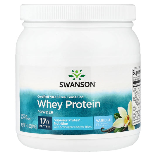 Swanson, Certified rBGH-Free, Grass-Fed Whey Protein Powder, Vanilla, 14.8 oz (420 g)