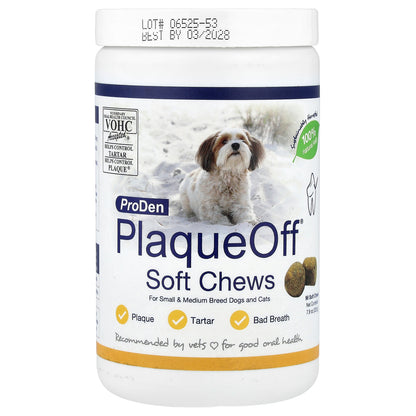 ProDen, PlaqueOff® Soft Chews, For Small & Medium Breed Dogs & Cats, 90 Soft Chews, 7.9 oz (225 g)