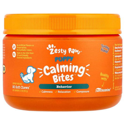 Zesty Paws, Puppy Calming Bites™, For Dogs, Turkey, 90 Soft Chews, 5.5 oz (157 g)