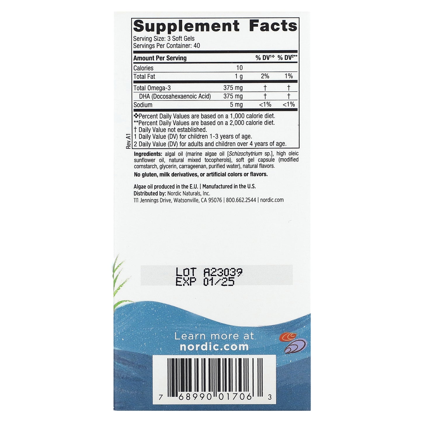 Nordic Naturals, Children's DHA, Ages 3+, Berry Lemonade, 375 mg, 120 Mini Chewable Soft Gels (125 mg per Soft Gel)