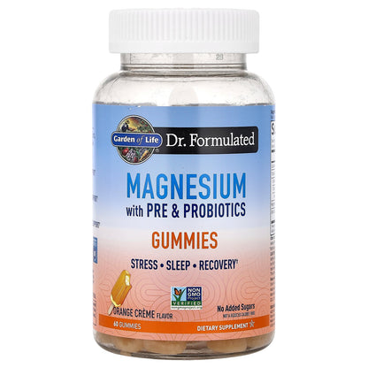 Garden of Life, Magnesium with Pre & Probiotics Gummies, Orange Creme, 60 Gummies