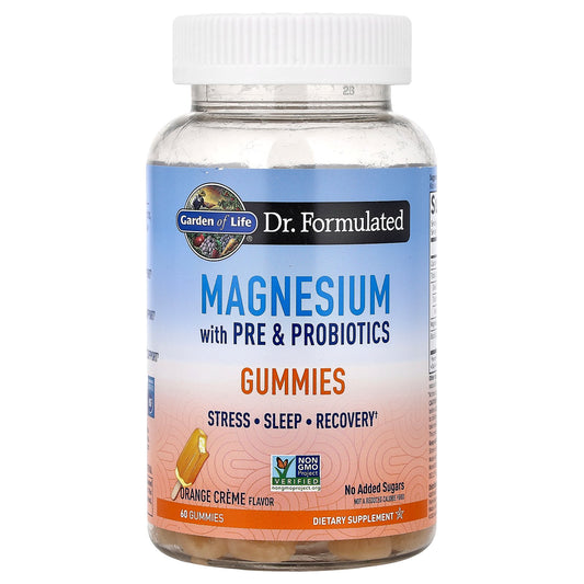 Garden of Life, Magnesium with Pre & Probiotics Gummies, Orange Creme, 60 Gummies