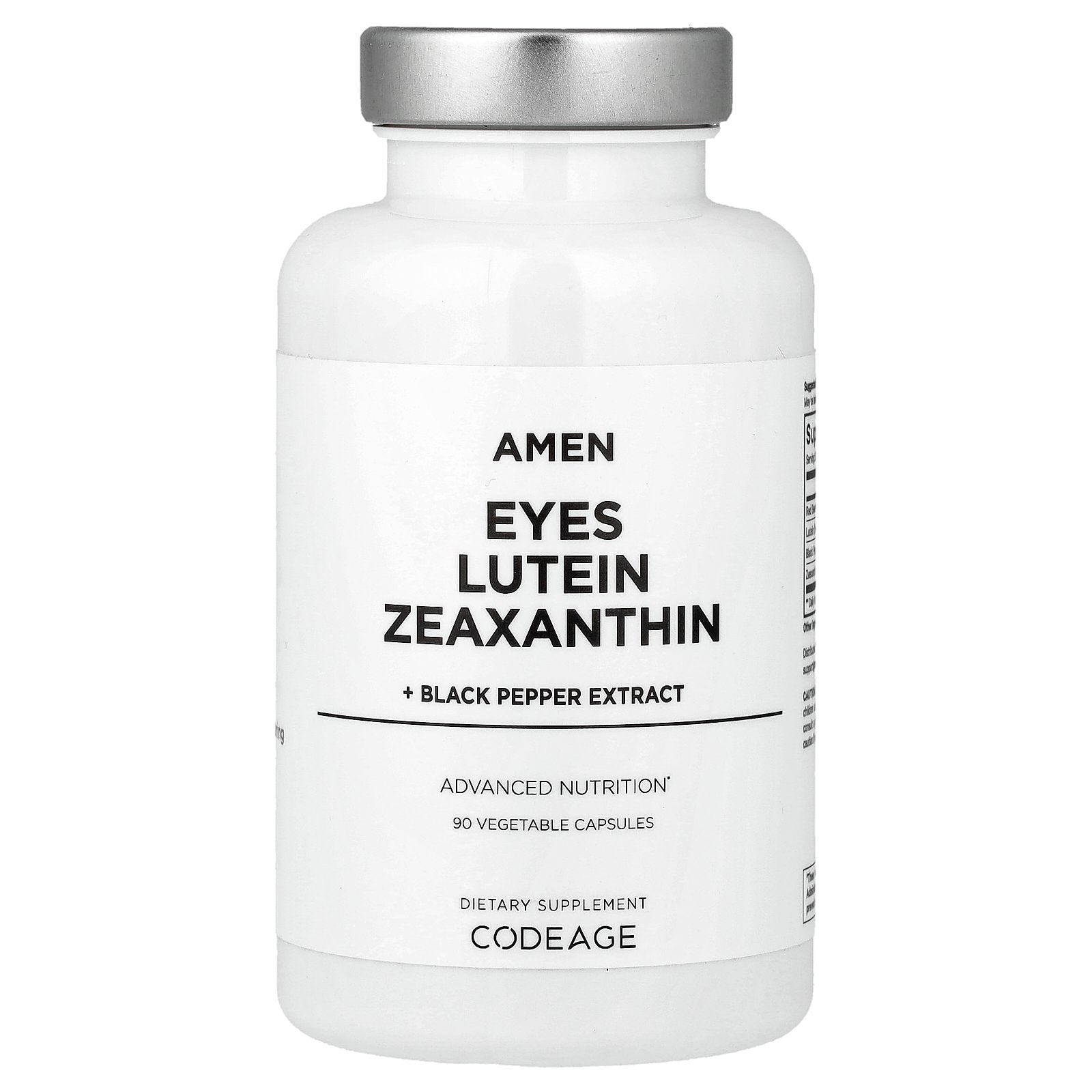 Codeage, Amen, Eyes, Lutein, Zeaxanthin + Black Pepper Extract, 90 Vegetable Capsules