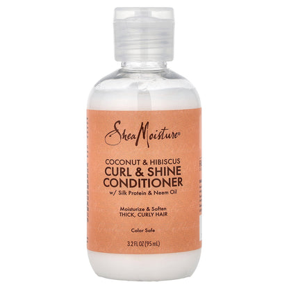SheaMoisture, Curl & Shine Conditioner, Coconut & Hibiscus, Thick, Curly Hair, 3.2 fl oz (95 ml)