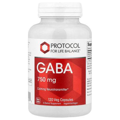 Protocol for Life Balance, GABA, 750 mg, 120 Veg Capsules