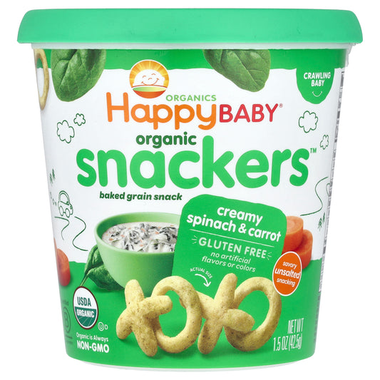 Happy Family Organics, Happy Baby®, Snackers™, Creamy Spinach & Carrot, 1.5 oz (42.5 g)