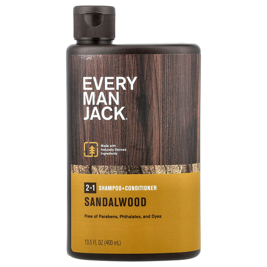 Every Man Jack, 2-In-1 Shampoo & Conditioner, Sandalwood, 13.5 fl oz (400 ml)