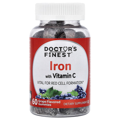 Doctor's Finest, Iron with Vitamin C, Grape, 60 Gummies