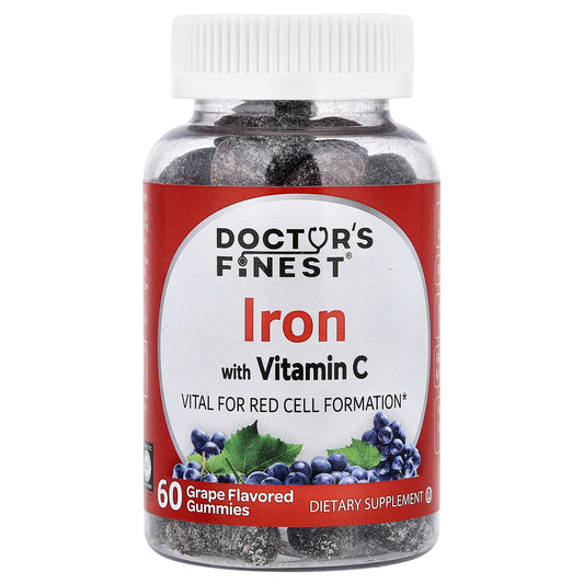 Doctor's Finest, Iron with Vitamin C, Grape, 60 Gummies