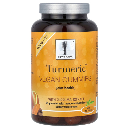 New Nordic, Turmeric Vegan Gummies with Curcuma Extract, Mango-Orange, 60 Gummies (150 mg per Gummy)