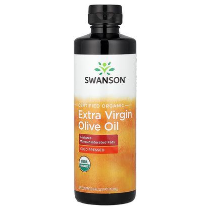 Swanson, Certified Organic Extra Virgin Olive Oil, Cold Pressed, 16 fl oz (473 ml)