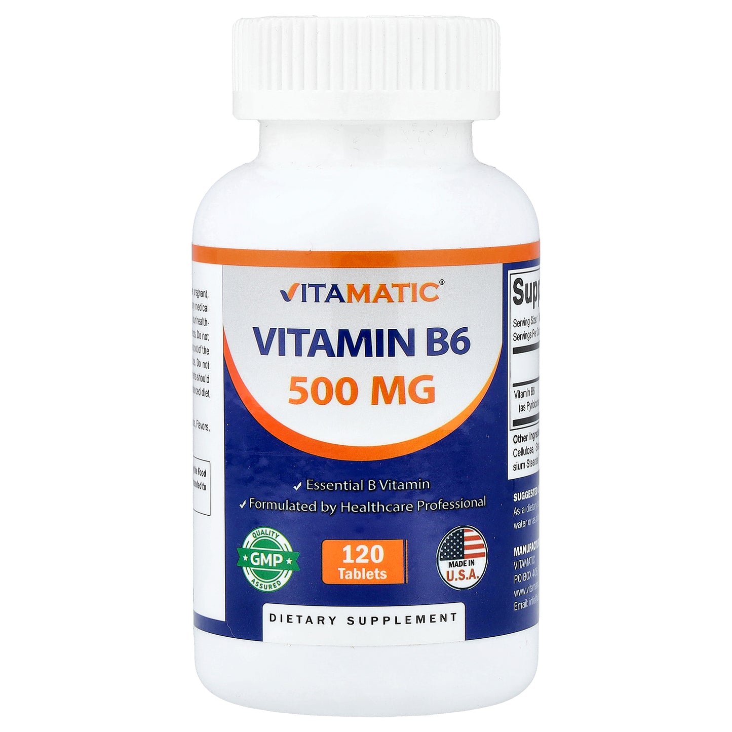 Vitamatic, Vitamin B6, 500 mg, 120 Tablets
