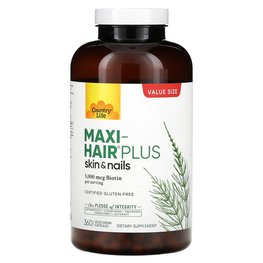 Country Life, Maxi-Hair Plus, 5,000 mcg, 360 Vegetarian Capsules (1,250 mcg per Capsule)