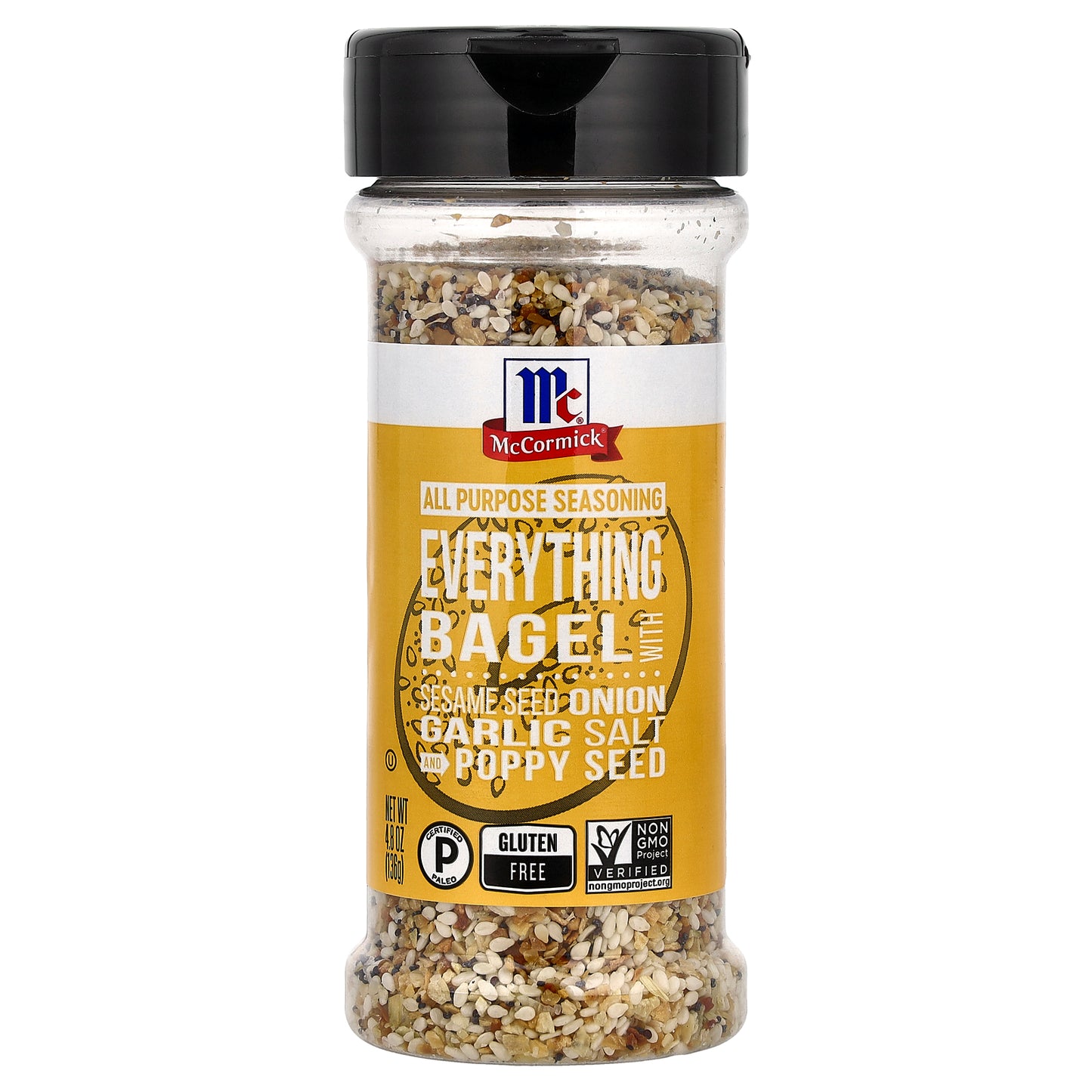 McCormick, All Purpose Seasoning, Everything Bagel with Sesame Seed, Onion, Garlic Salt and Poppy Seed, 4.8 oz (136 g)
