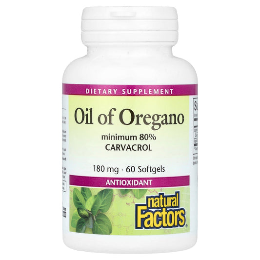 Natural Factors, Oil Of Oregano, 180 mg, 60 Softgels