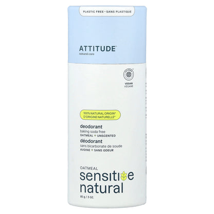 ATTITUDE, Oatmeal Sensitive Natural, Deodorant, Unscented, 3 oz (85 g)