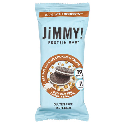 JiMMY!, Bars with Benefits, Protein Bar, Sea Salt Caramel Cookies 'N Cream, 12 Bars, 2.05 oz (58 g) Each