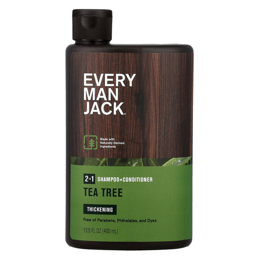 Every Man Jack, 2-In-1 Thickening Shampoo & Conditioner, Tea Tree, 13.5 fl oz (400 ml)