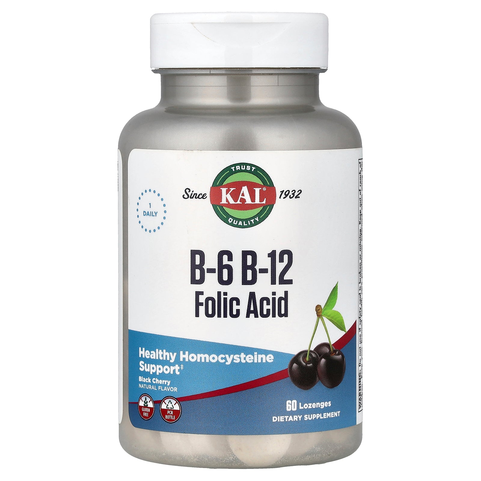KAL, B-6, B-12, Folic Acid, Black Cherry, 60 Lozenges