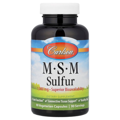 Carlson, MSM Sulfur, 90 Vegetarian Capsules