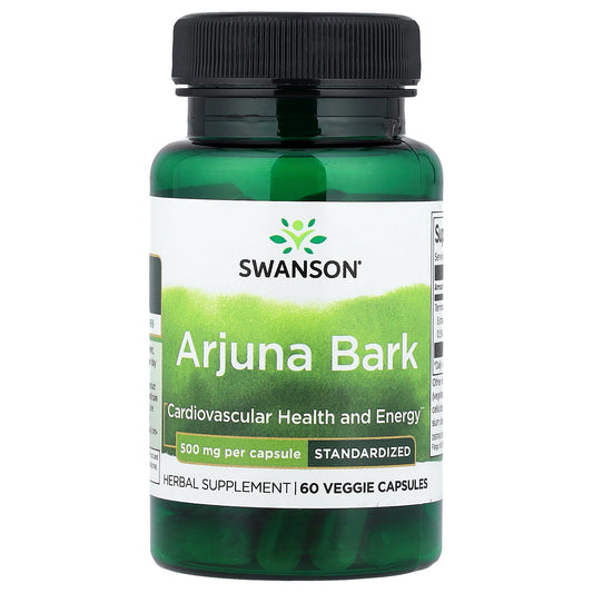 Swanson, Arjuna Bark, Standardized, 500 mg, 60 Veggie Capsules