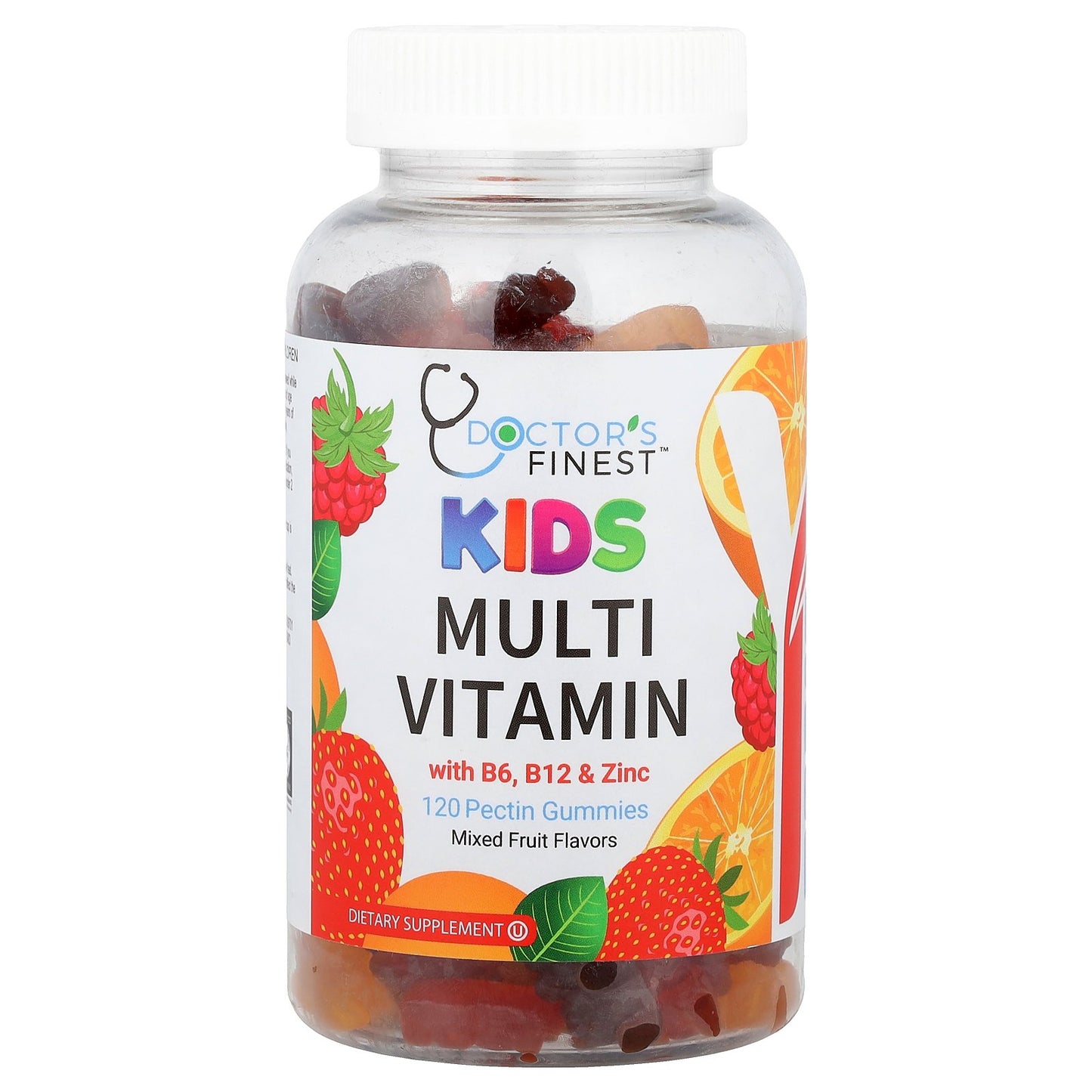 Doctor's Finest, Kids Multi Vitamin Gummies With B6, B12 & Zinc, Mixed Fruit, 120 Pectin Gummies