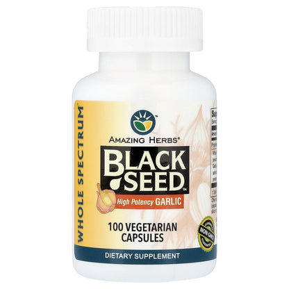 Amazing Herbs, Black Seed™, High Potency Garlic, 100 Vegetarian Capsules