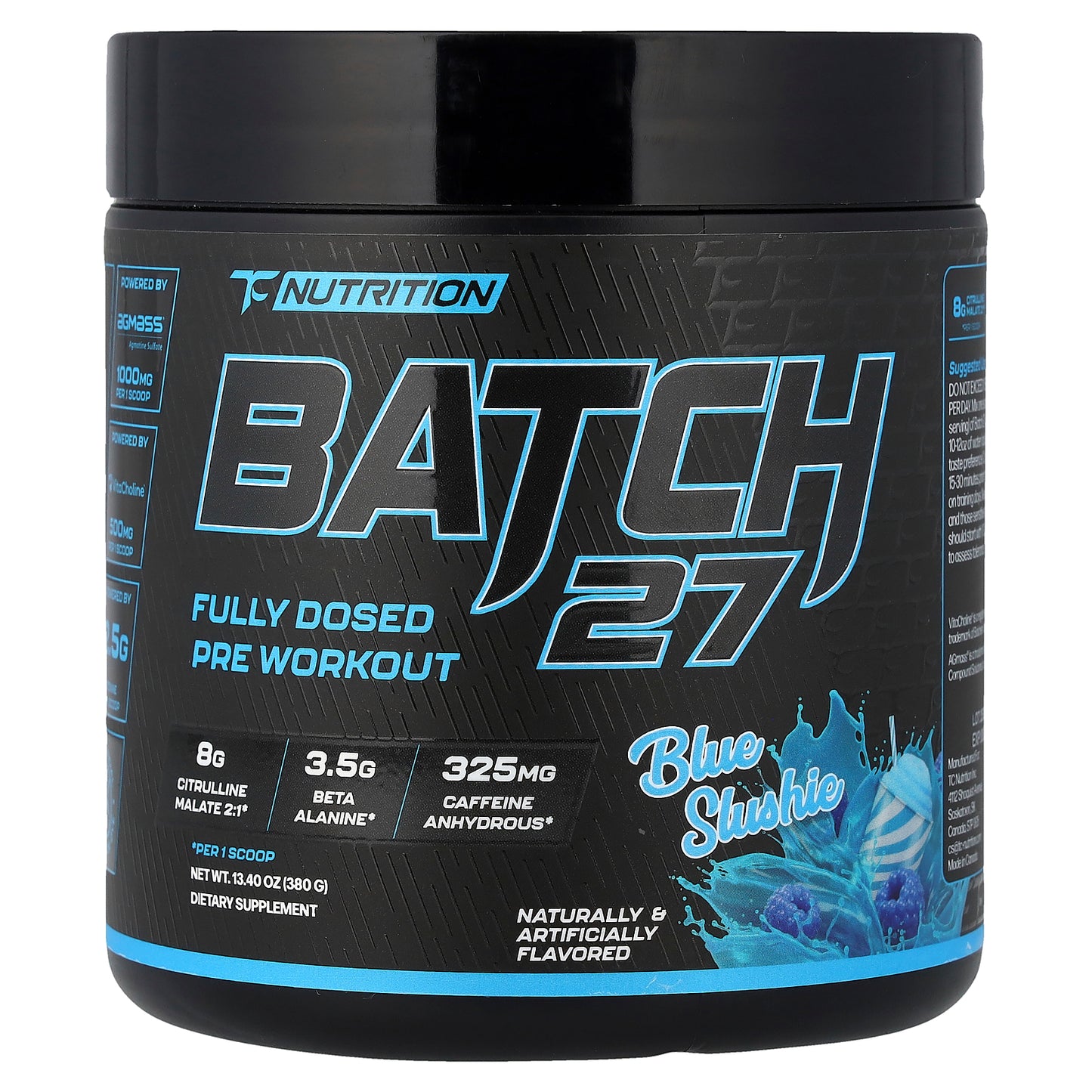 TC Nutrition, Batch 27, Fully Dosed Pre Workout, Blue Slushie, 13.4 oz (380 g)