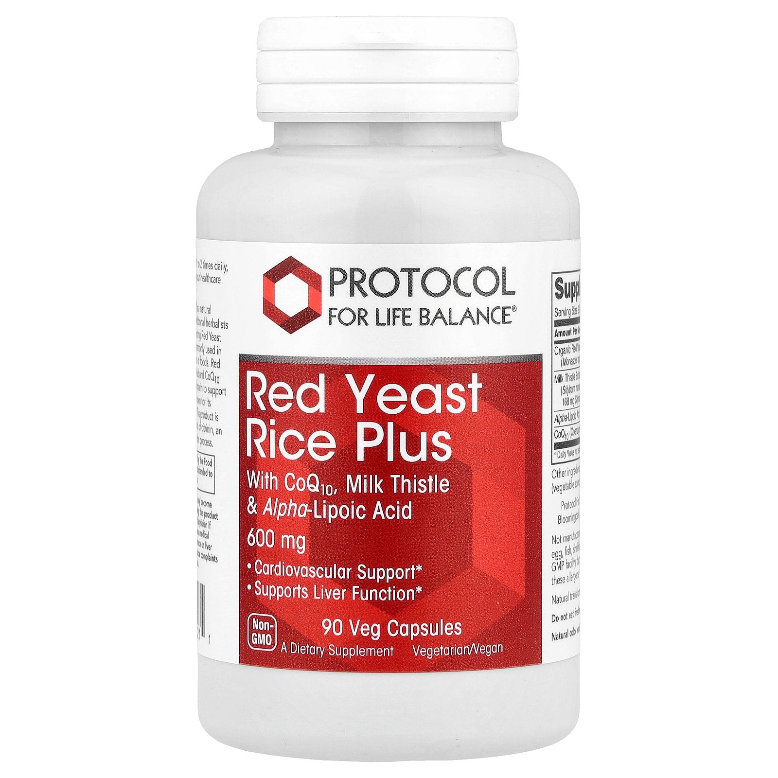 Protocol for Life Balance, Red Yeast Rice Plus with CoQ10, Milk Thistle & Alpha-Lipoic Acid, 90 Veg Capsules