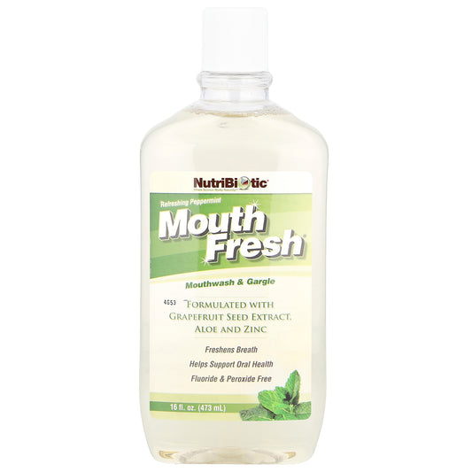 NutriBiotic, Mouth Fresh®, Mouthwash & Gargle, Refreshing Peppermint, 16 fl oz (473 ml)