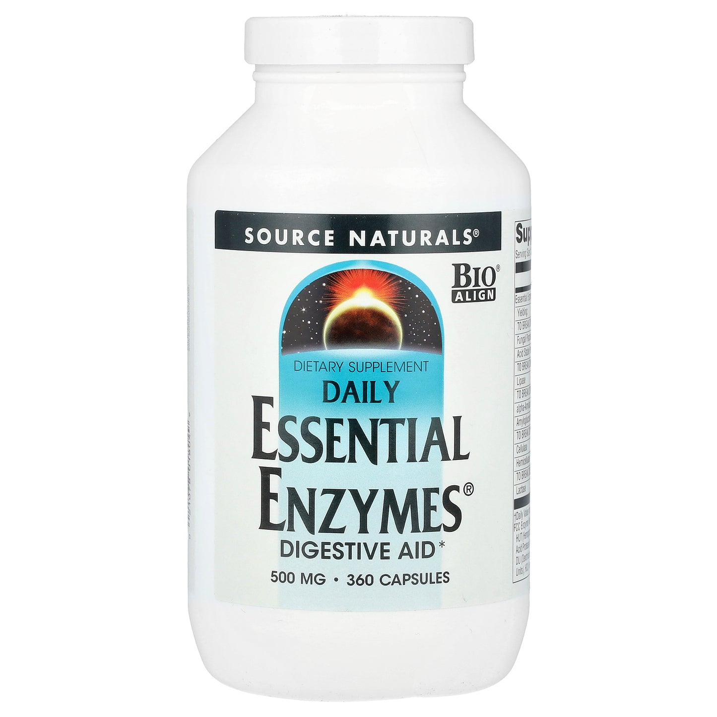 Source Naturals, Daily Essential Enzymes, Digestive Aid, 500 mg, 360 Capsules