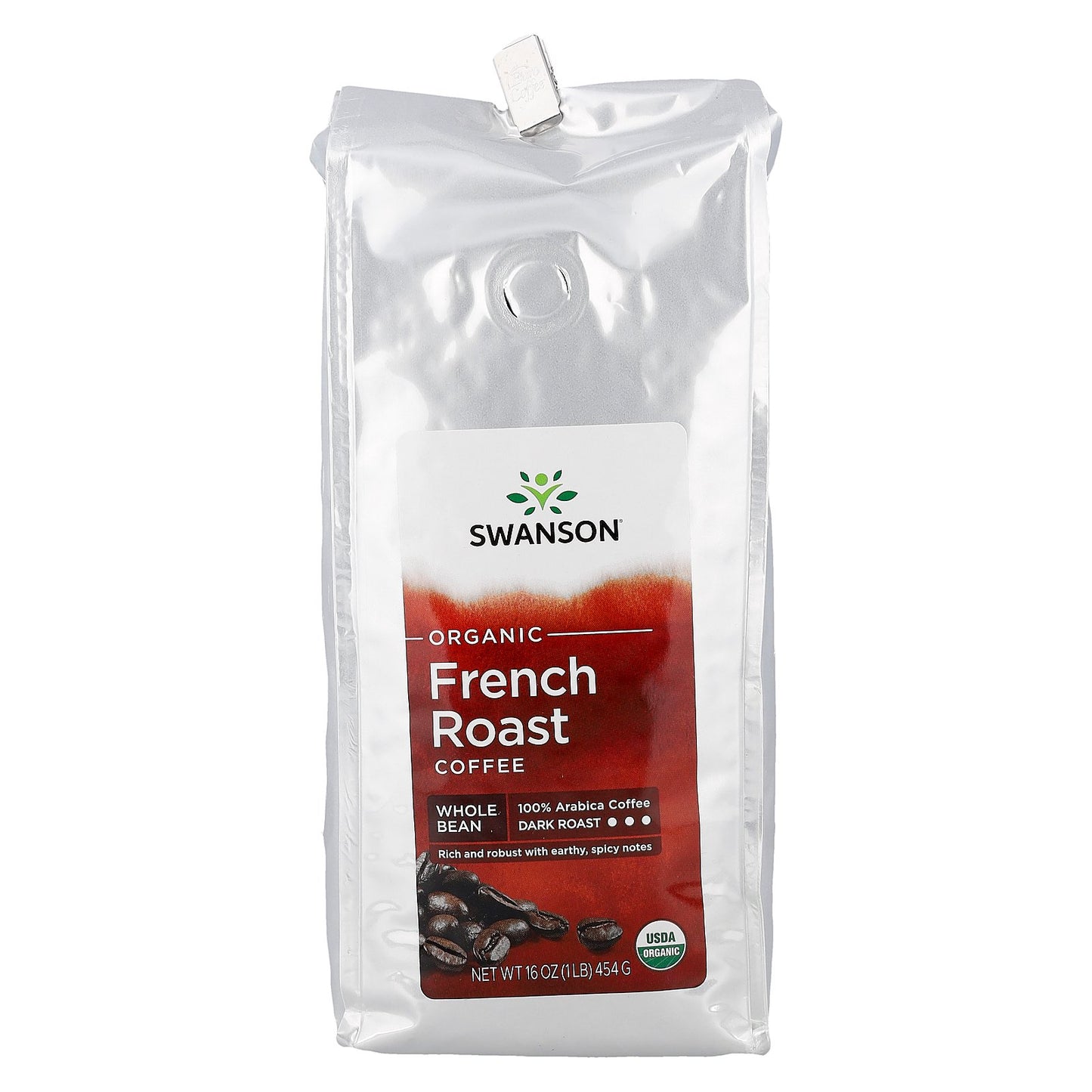 Swanson, Organic French Roast Coffee, Whole Bean, Dark Roast, 16 oz (454 g)