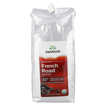 Swanson, Organic French Roast Coffee, Whole Bean, Dark Roast, 16 oz (454 g)