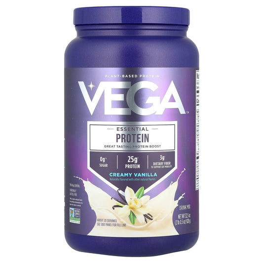 Vega, Essential Plant-Based Protein, Creamy Vanilla, 2 lb 0.5 oz (920 g)