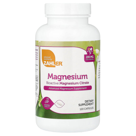 Zahler, Magnesium, Bioactive Magnesium Citrate, 200 mg, 120 Capsules