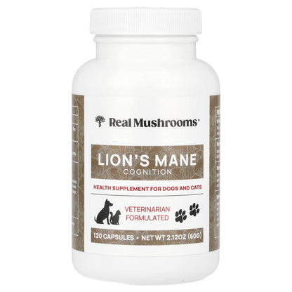 Real Mushrooms, Lion's Mane, For Dogs and Cats, 120 Capsules, 2.12 oz (60 g)